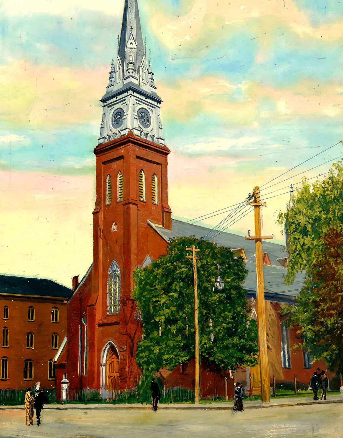 St Jerome's Catholic Church, Holyoke, Massachusetts in 1908 Art Print (7 Sizes)