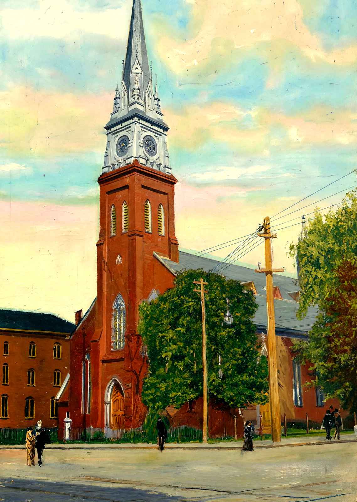 St Jerome's Catholic Church, Holyoke, Massachusetts in 1908 Art Print (7 Sizes)