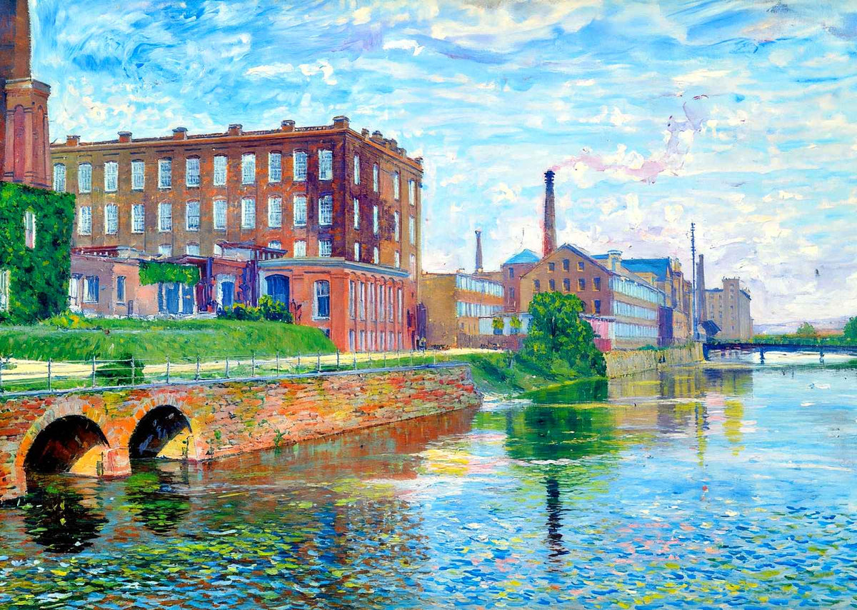Second Level Canal, Holyoke, Massachusetts in 1908 Art Print (7 Sizes)