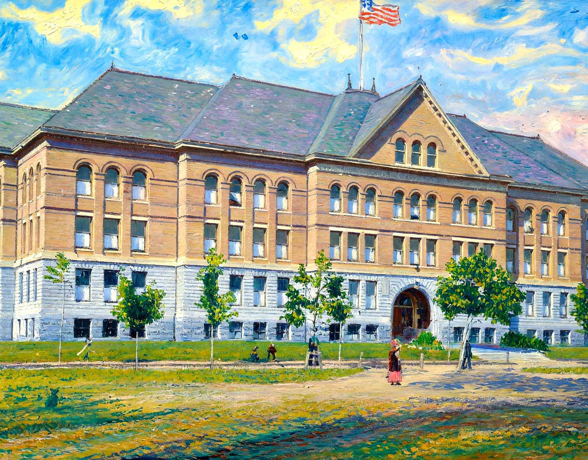 High School, Holyoke, Massachusetts in 1908 Art Print (7 Sizes) - High Quality