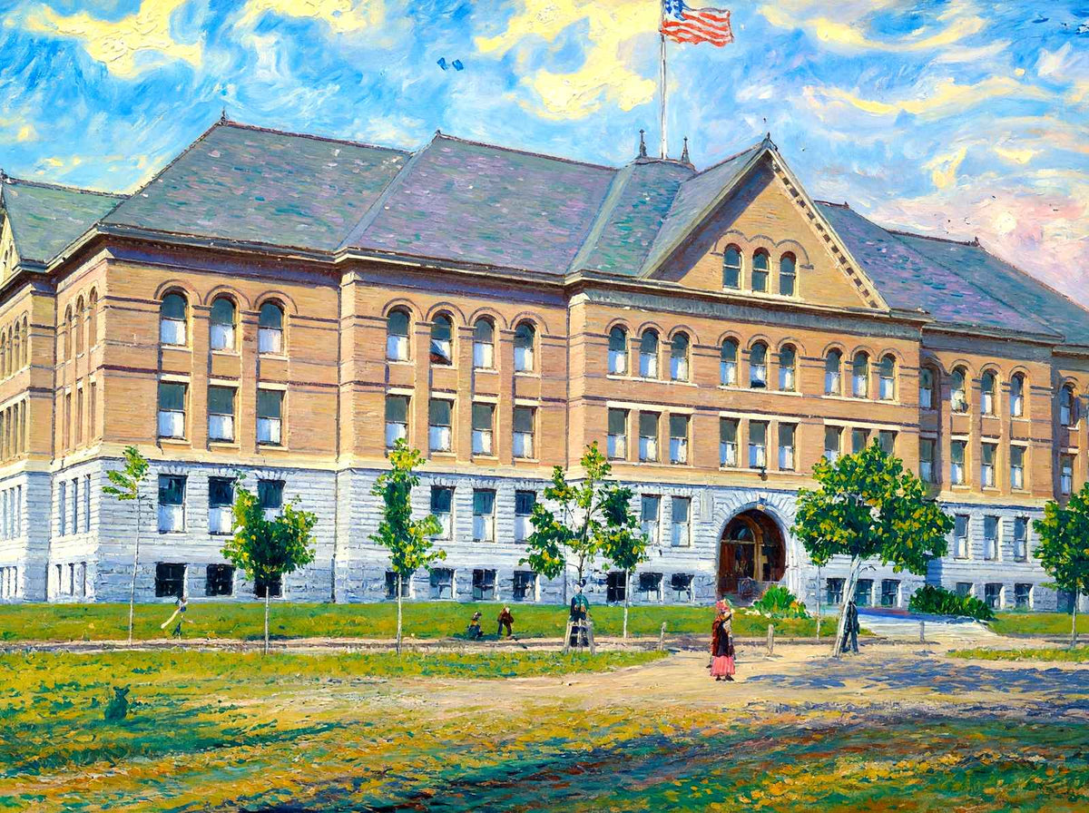 High School, Holyoke, Massachusetts in 1908 Art Print (7 Sizes) - High Quality