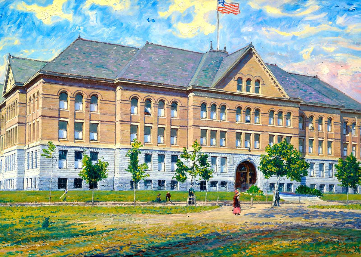 High School, Holyoke, Massachusetts in 1908 Art Print (7 Sizes) - High Quality