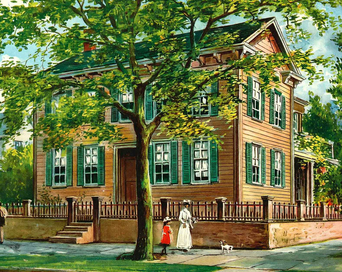 Abraham Lincoln Home in Springfield vintage print