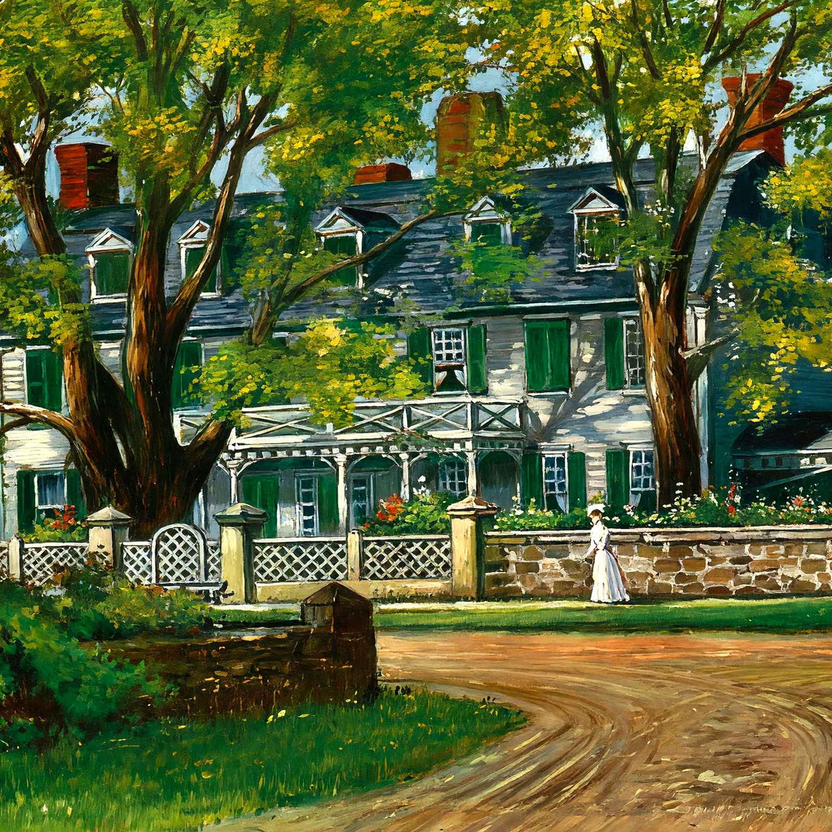 Home of John Quincy Adams in Quincy MA Painting Print (7 Sizes) - Shipped Flat