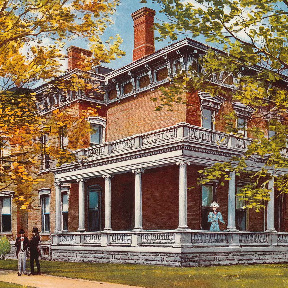 Home of Benjamin Harrison in Indianapolis Vintage Print (7 Sizes) - Restored