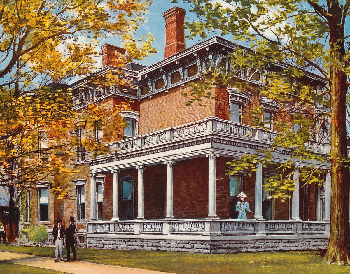 Home of Benjamin Harrison in Indianapolis Vintage Print (7 Sizes) - Restored