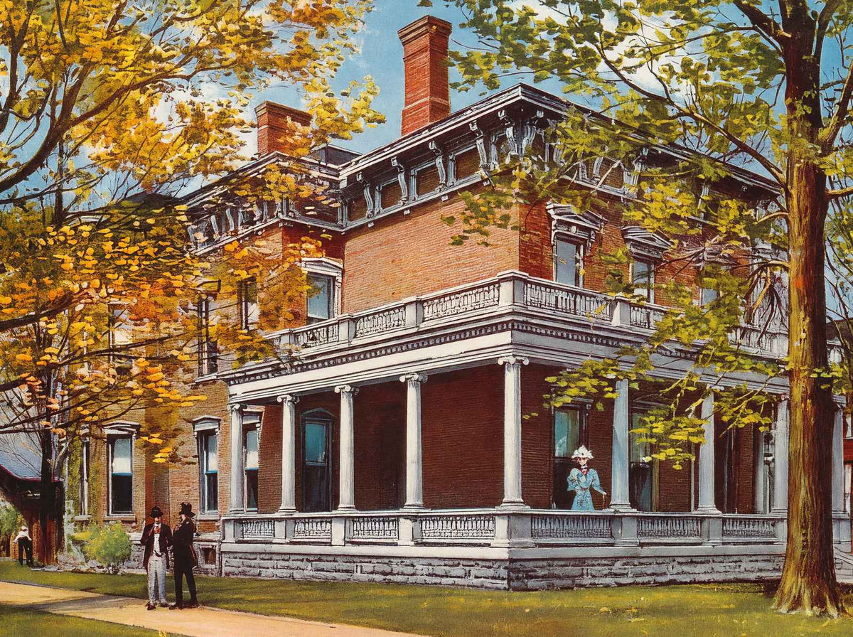 Home of Benjamin Harrison in Indianapolis Vintage Print (7 Sizes) - Restored