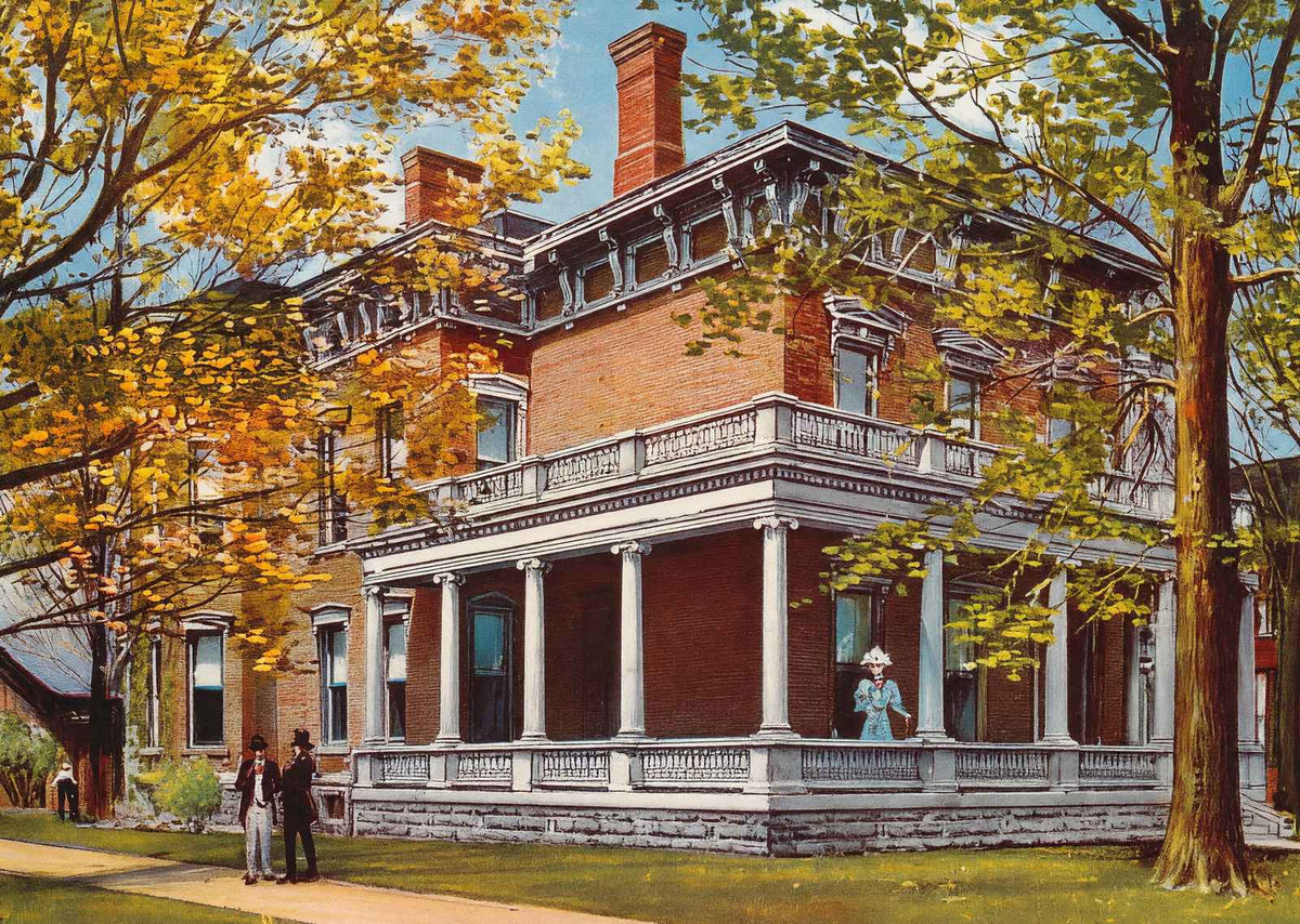 Home of Benjamin Harrison in Indianapolis Vintage Print (7 Sizes) - Restored