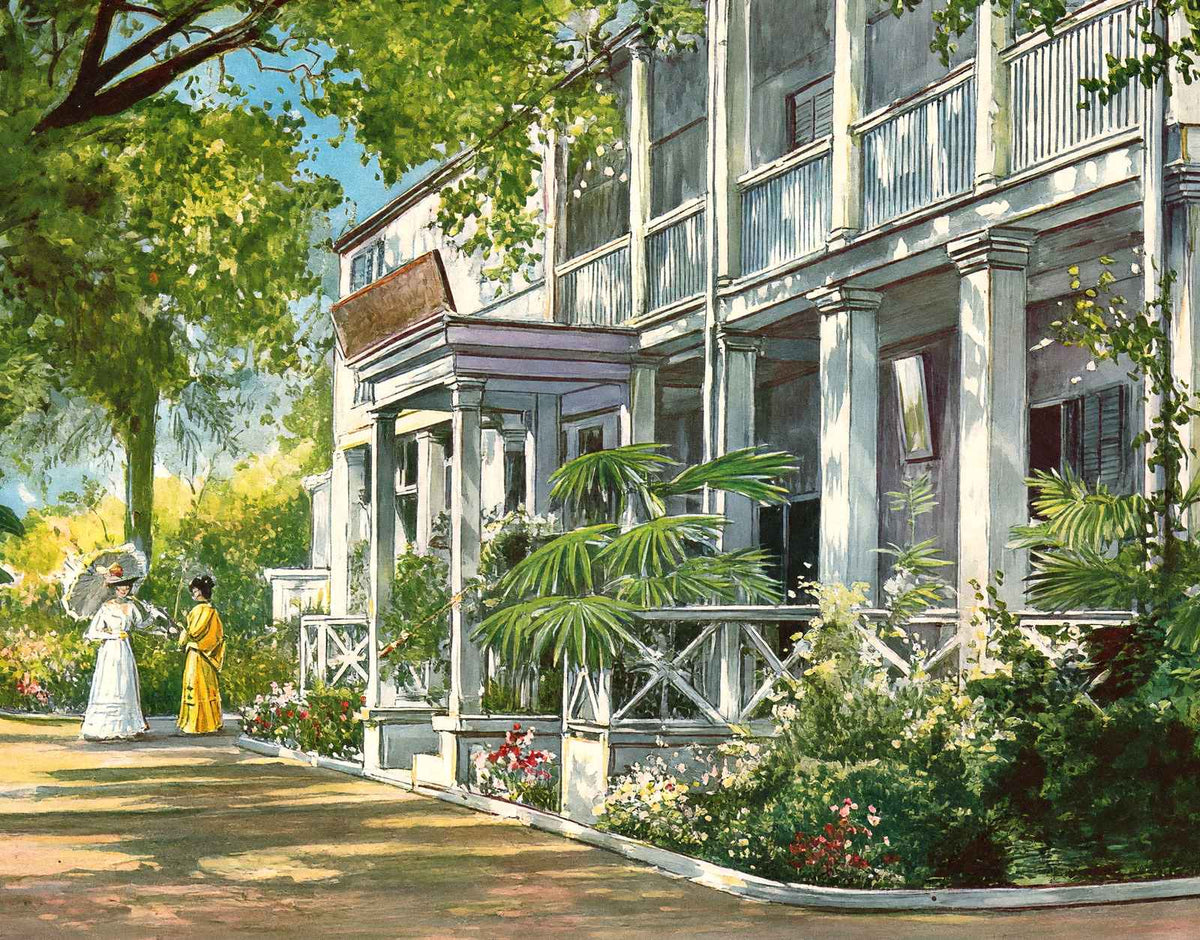 A Honolulu Mansion in 1909 Vintage Print (7 Sizes) - Restored