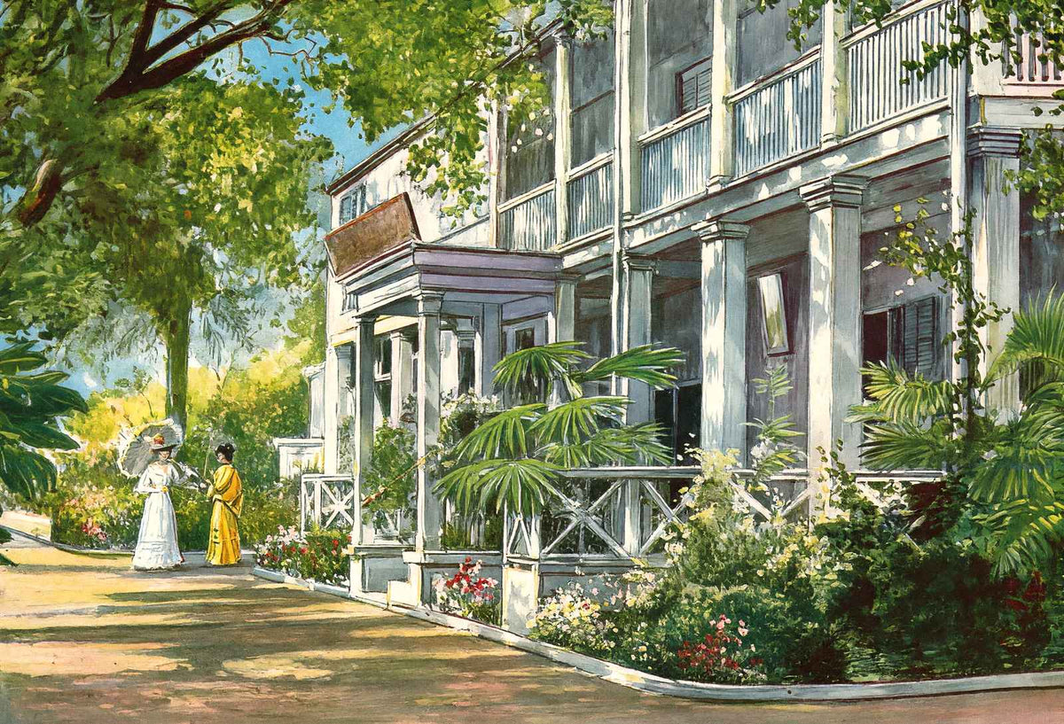 A Honolulu Mansion in 1909 Vintage Print (7 Sizes) - Restored