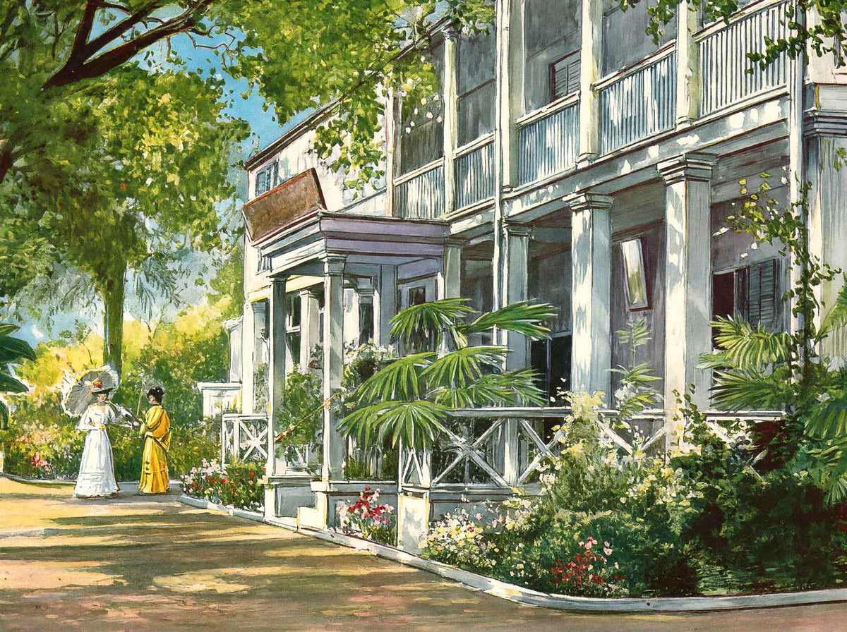 A Honolulu Mansion in 1909 Vintage Print (7 Sizes) - Restored