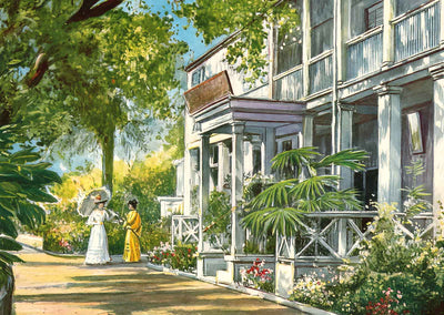 A Honolulu Mansion in 1909 Vintage Print (7 Sizes) - Restored