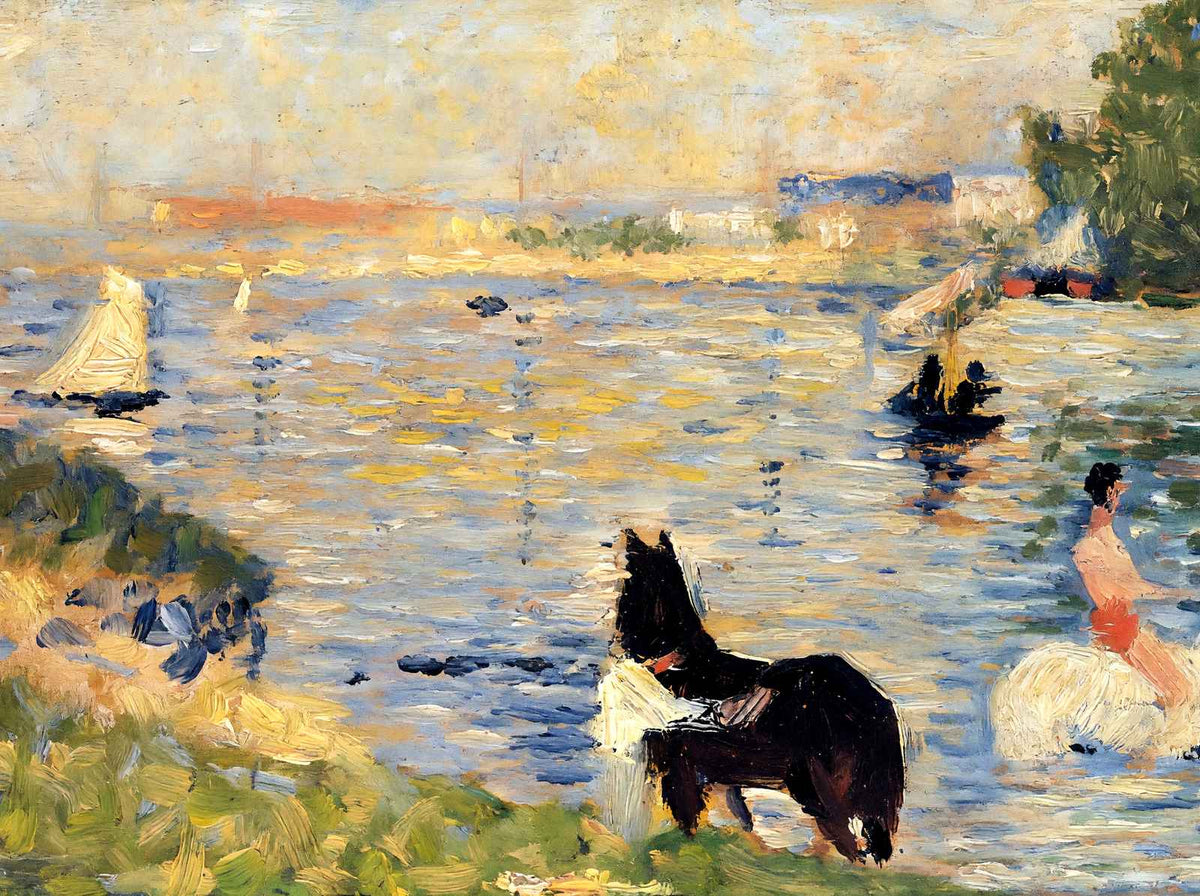 Horses in the Water 1883 Painting by Georges Seurat Art Print (6 Sizes)