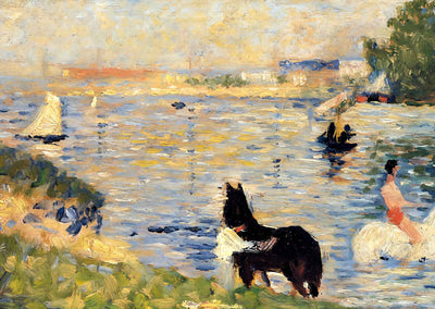 Horses in the Water 1883 Painting by Georges Seurat Art Print (6 Sizes)
