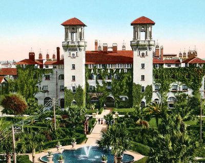 Hotel Alcazar in St Augustine in 1907 vintage print