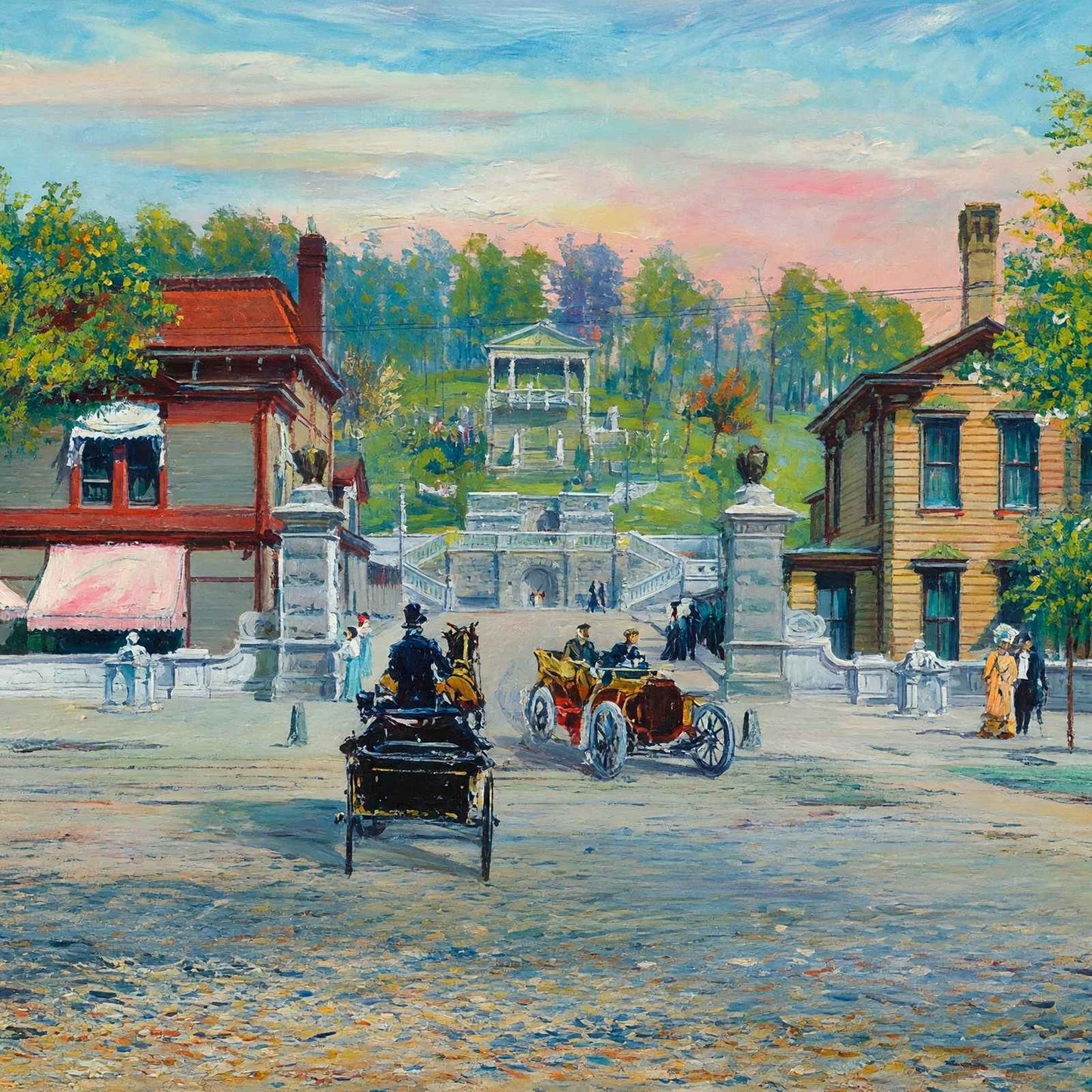 Grand Entrance to Reservation Hot Springs AR in 1906 Painting Print (7 Sizes)