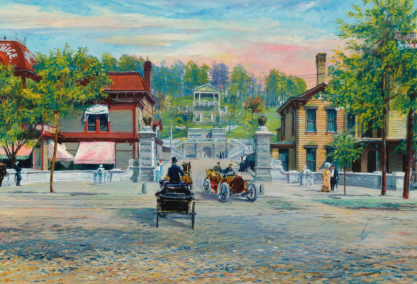 Grand Entrance to Reservation Hot Springs AR in 1906 Painting Print (7 Sizes)