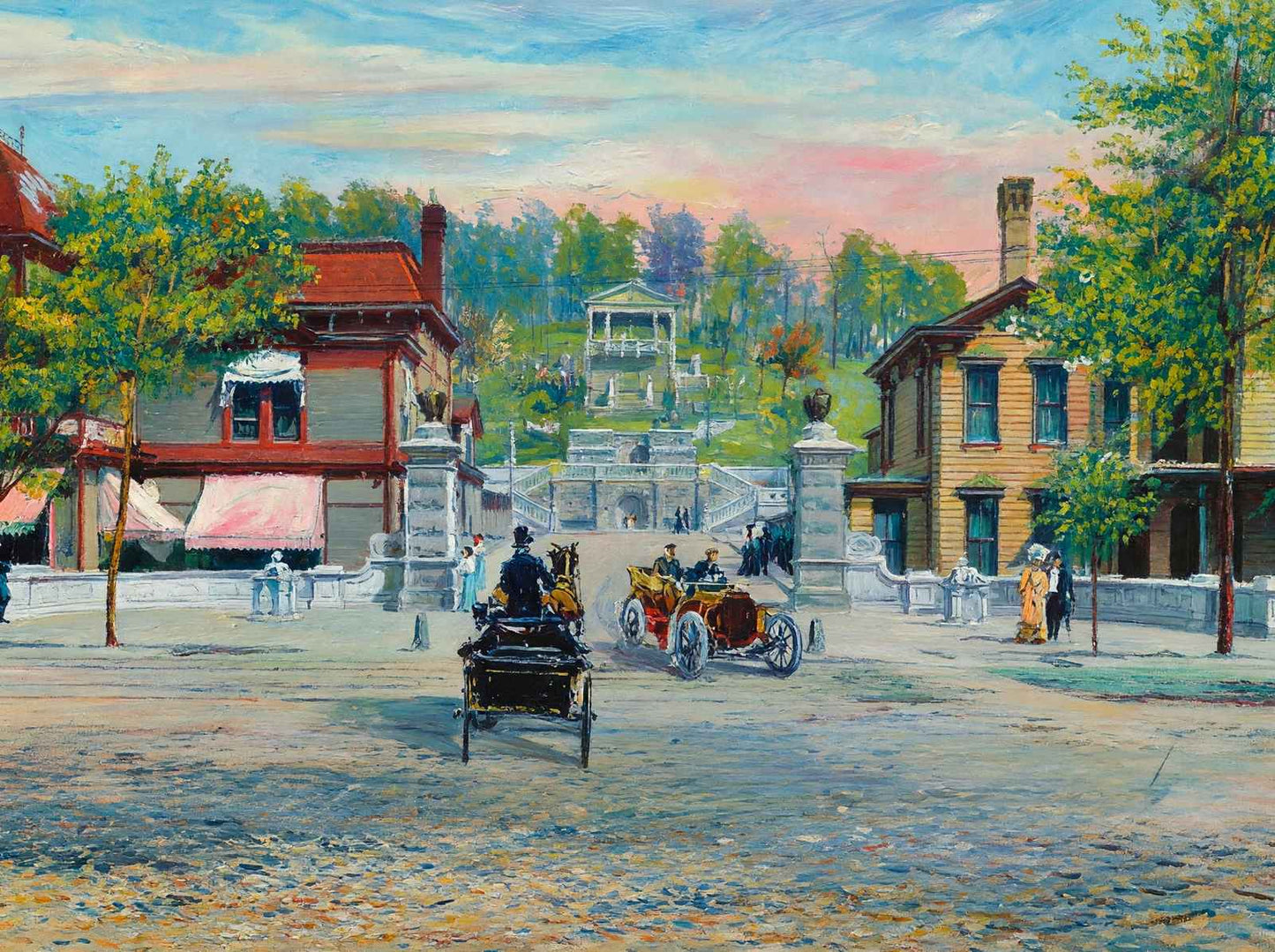 Grand Entrance to Reservation Hot Springs AR in 1906 Painting Print (7 Sizes)