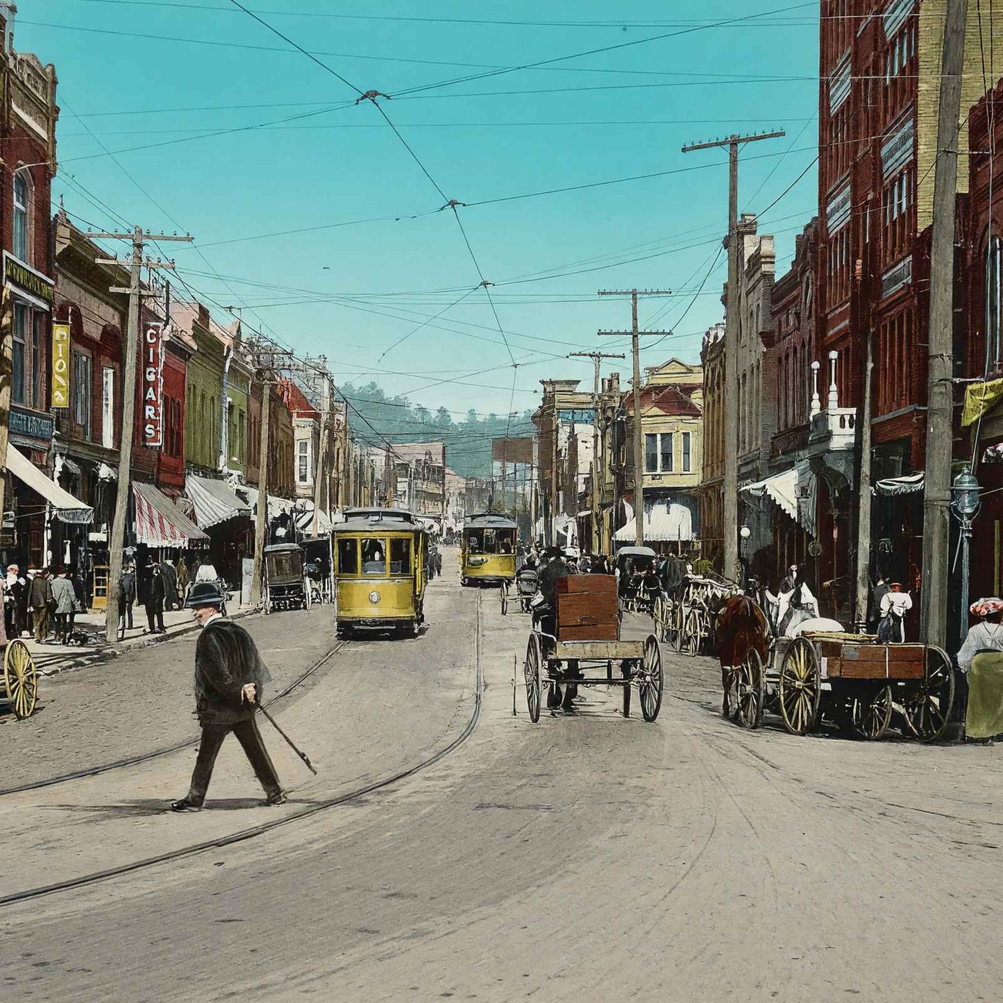 Central Avenue Looking North Hot Springs AR in 1906 Vintage Print (7 Sizes)