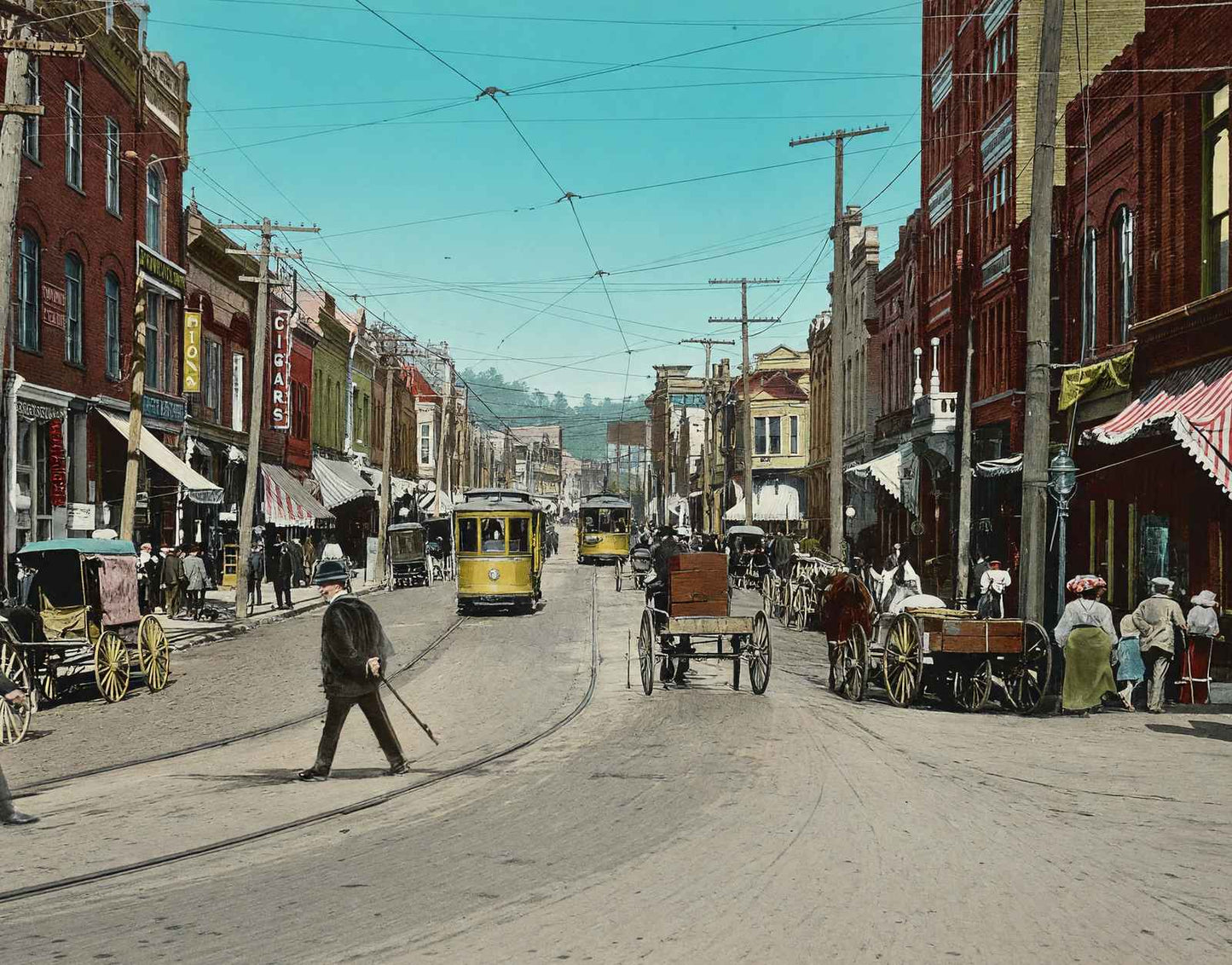 Central Avenue Looking North Hot Springs AR in 1906 Vintage Print (7 Sizes)