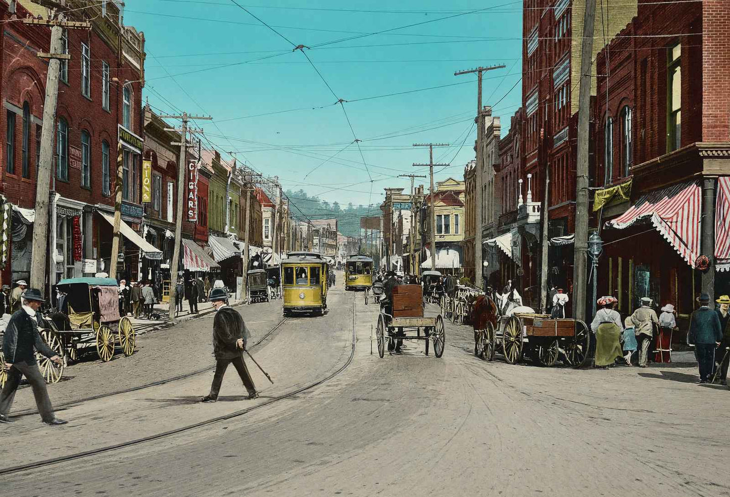 Central Avenue Looking North Hot Springs AR in 1906 Vintage Print (7 Sizes)