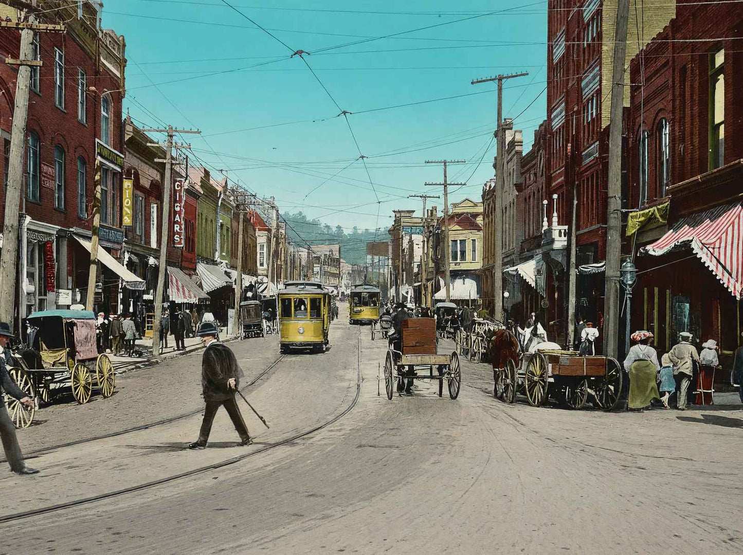 Central Avenue Looking North Hot Springs AR in 1906 Vintage Print (7 Sizes)