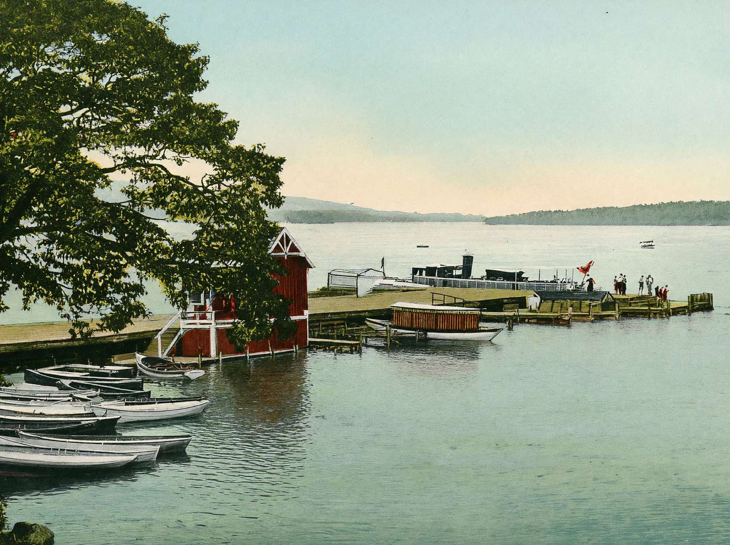 Hotel Weirs Wharf the Weirs NH in 1908 Vintage Print (7 Sizes) - High Quality