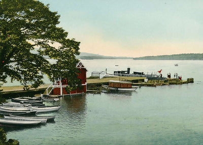 Hotel Weirs Wharf the Weirs NH in 1908 Vintage Print (7 Sizes) - High Quality