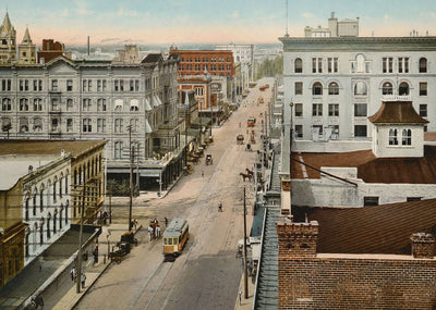 Main Street Houston in 1908 Vintage Print (7 Sizes) - Premium Quality