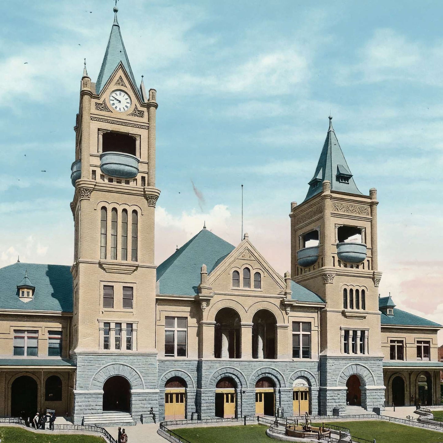 City Hall and Market House Houston in 1906 Vintage Print (7 Sizes) - Acid Free