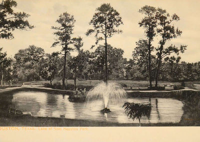 Lake at Sam Houston Park Houston in 1907 Vintage Print (7 Sizes) - Acid Free