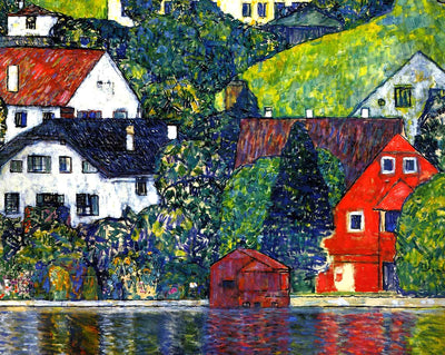 Houses at Unterach on the Attersee painting by Gustav Klimt (1916)