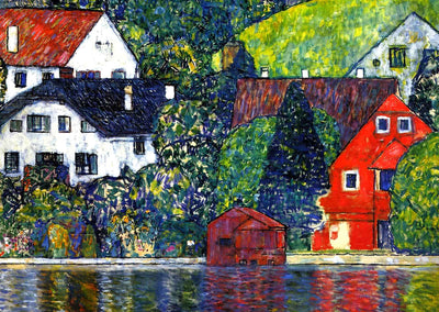 Houses at Unterach on the Attersee Art Print 1916 by Gustav Klimt (6 Sizes)