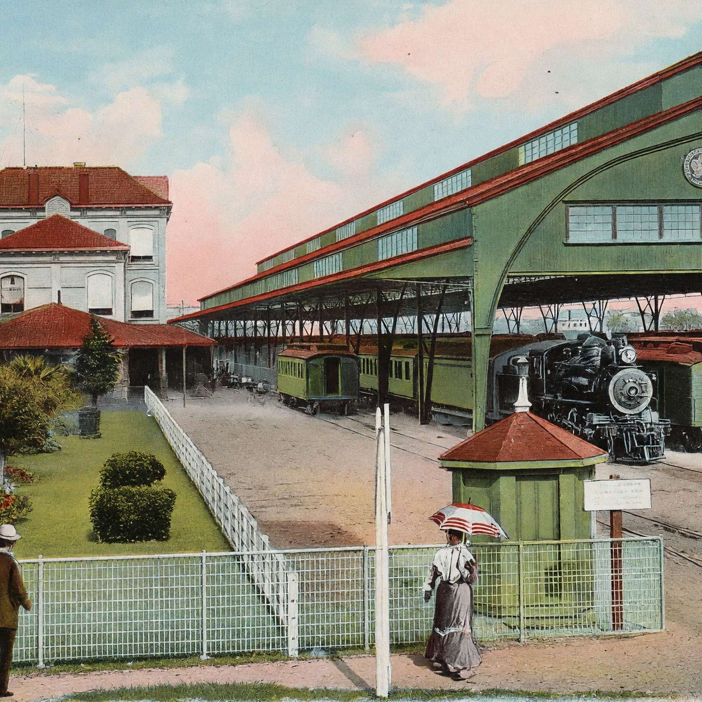 Grand Central Depot Houston in 1908 Vintage Print (7 Sizes) - Acid Free