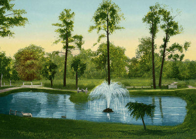 Lake at Sam Houston Park Houston in 1906 Vintage Print (7 Sizes)