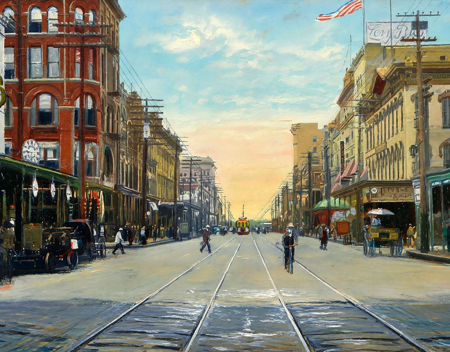 Main Street from Preston Avenue Houston in 1906 Art Print (7 Sizes)