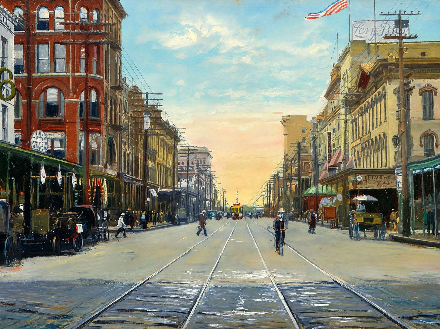 Main Street from Preston Avenue Houston in 1906 Art Print (7 Sizes)