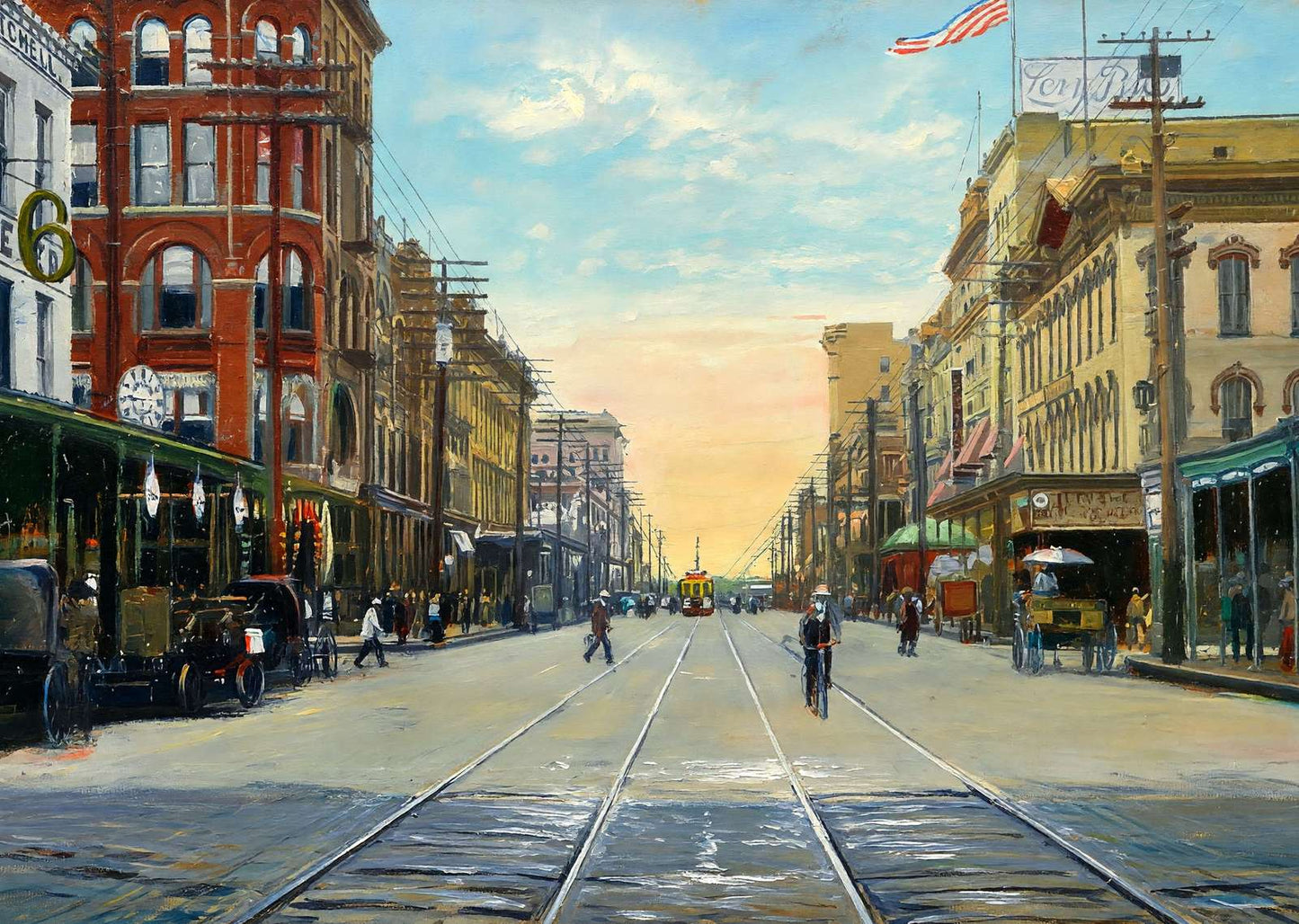 Main Street from Preston Avenue Houston in 1906 Art Print (7 Sizes)