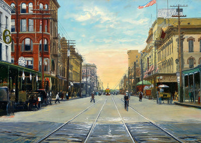 Main Street from Preston Avenue Houston in 1906 Art Print (7 Sizes)