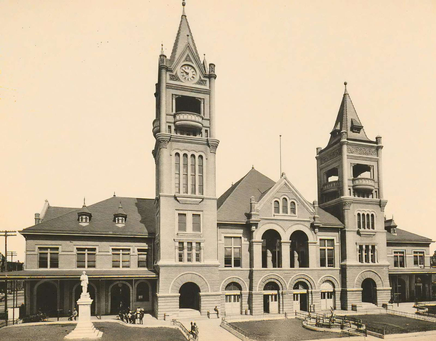 City Hall and Market House Houston in 1906 Vintage Print (7 Sizes) - Enhanced