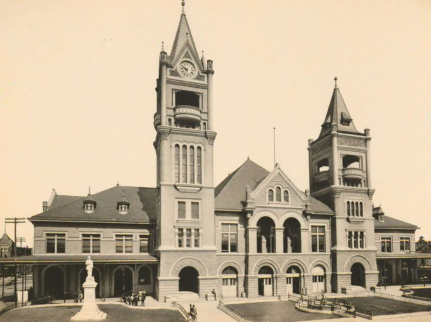 City Hall and Market House Houston in 1906 Vintage Print (7 Sizes) - Enhanced