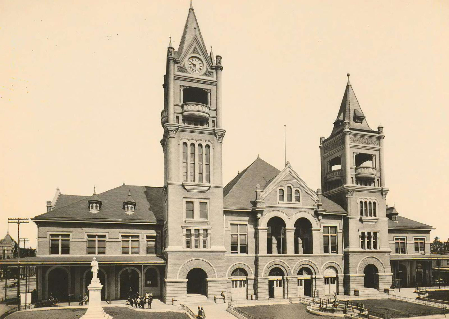 City Hall and Market House Houston in 1906 Vintage Print (7 Sizes) - Enhanced