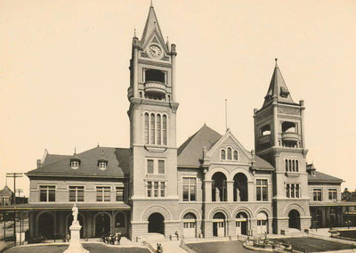 City Hall and Market House Houston in 1906 Vintage Print (7 Sizes) - Enhanced