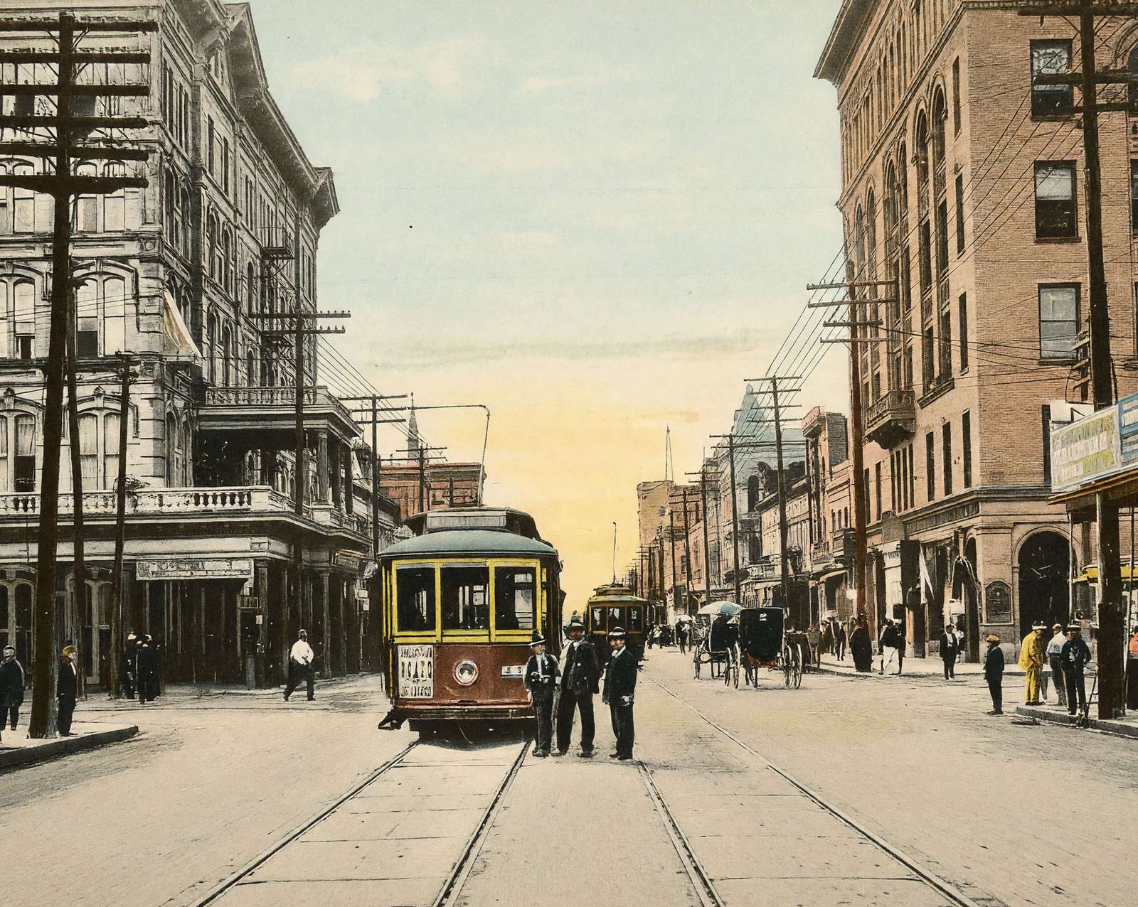 Main St Looking North from Texas Ave vintage print