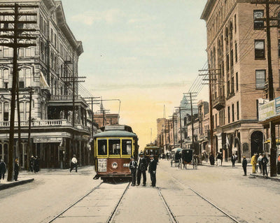 Main St Looking North from Texas Ave vintage print