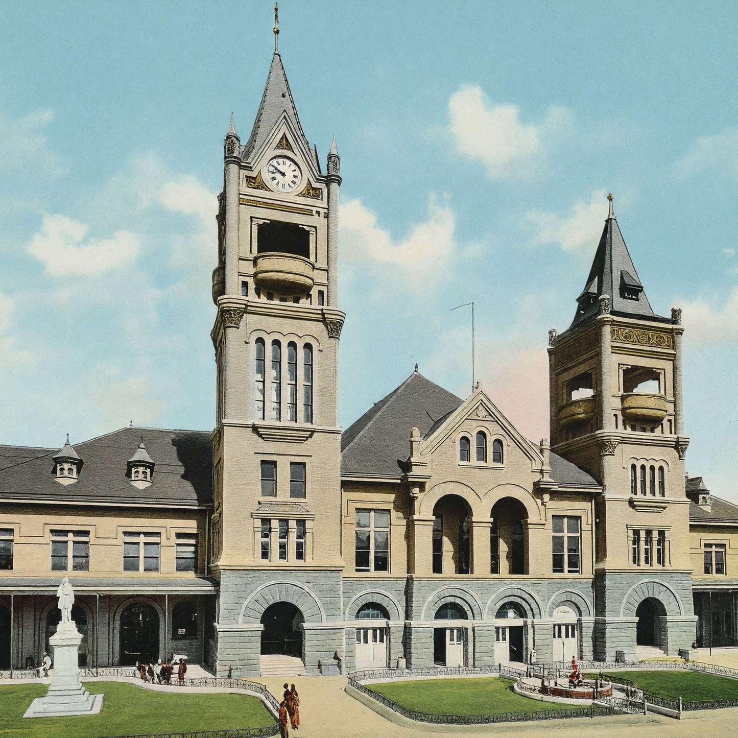City Hall and Market House Houston in 1908 Vintage Print (7 Sizes) - Restored
