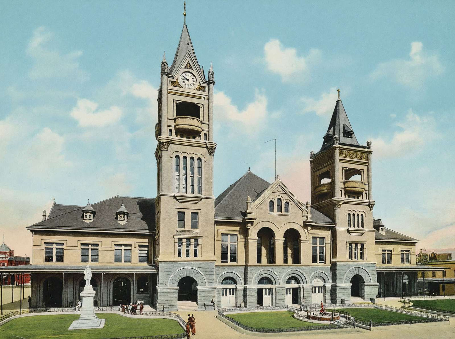 City Hall and Market House Houston in 1908 Vintage Print (7 Sizes) - Restored