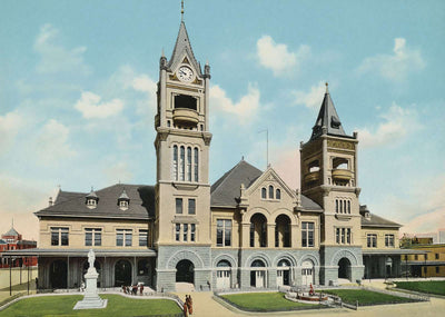 City Hall and Market House Houston in 1908 Vintage Print (7 Sizes) - Restored