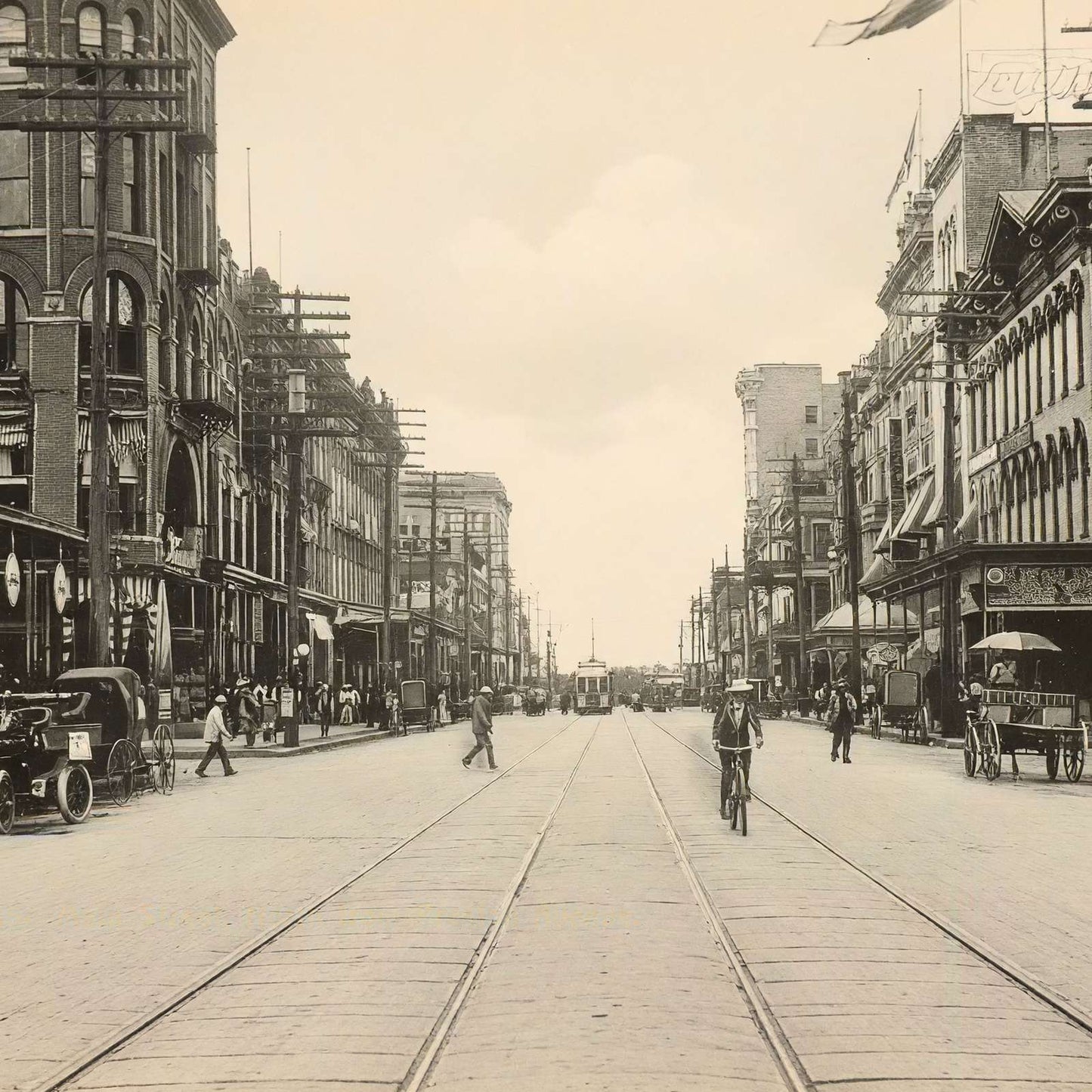 Main Street from Preston Avenue Houston in 1906 Vintage Print (7 Sizes)