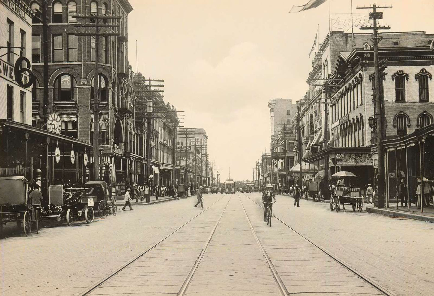 Main Street from Preston Avenue Houston in 1906 Vintage Print (7 Sizes)